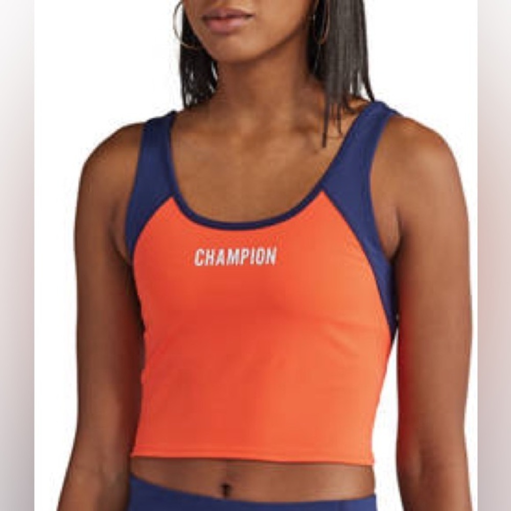 NWT Champion Women’s Medium Absolute Eco Graphic Crop Top Workout Orange‎ New